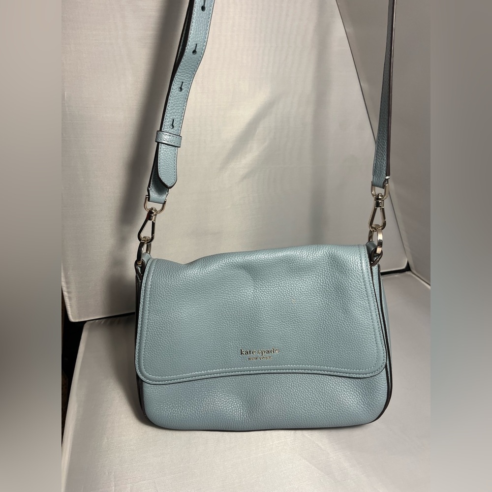 Kate Spade Hudson Pebbled Leather Medium
Convertible Flap Shoulder Agean Blue